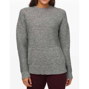 Lululemon Women's XS Gray Knit Crew Sweater With Side Zippers 100% Cotton